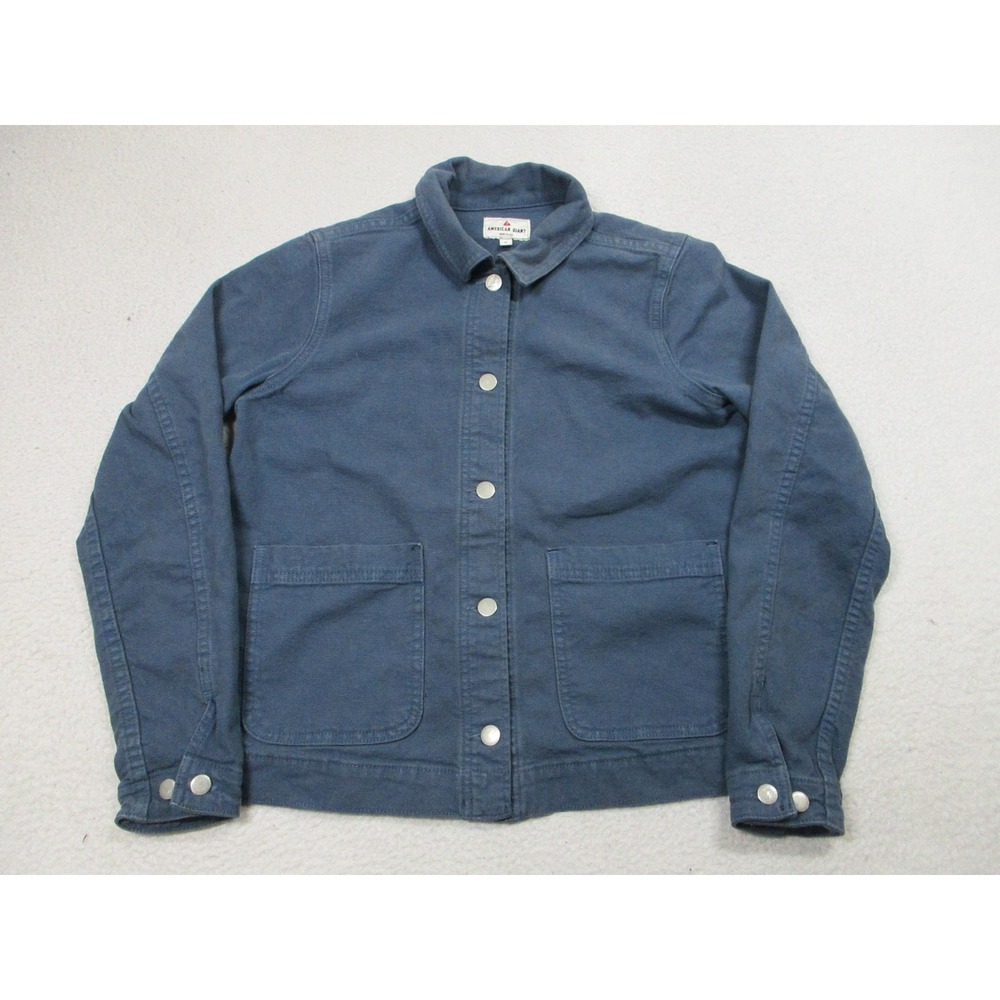 American Giant‎ Jacket Womens Medium Blue Chore Snap Front Workwear Made USA